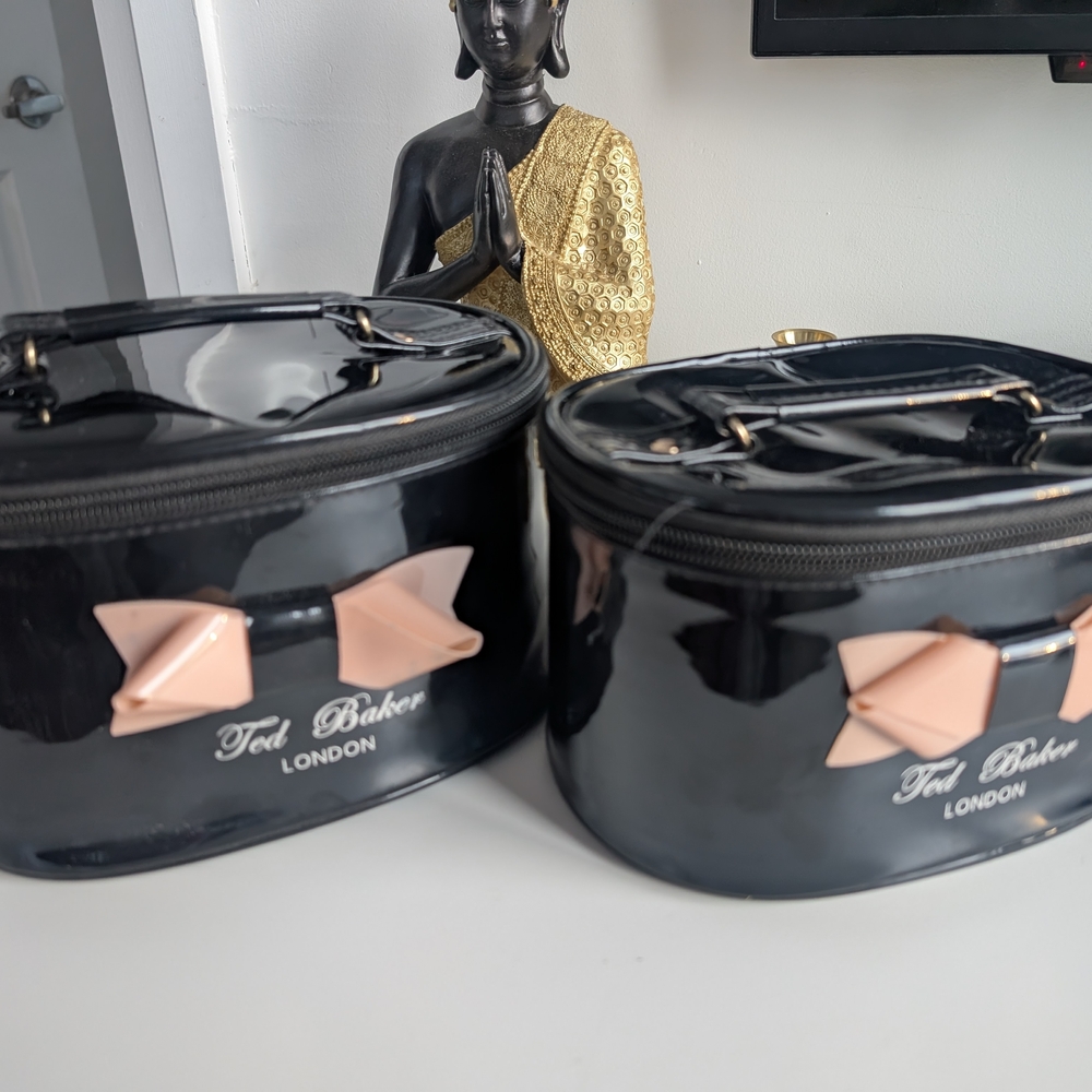Ted Baker Black Cosmetic Bags with Pink Bow